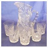 Cut glass 6 piece water set