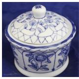 Blue & white covered dish