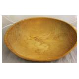 Signed carved wood dough bowl dated 2005