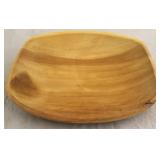 Signed carved birch dough bowl dated 2002