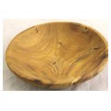 Signed & dated 2007 carved wood dough bowl