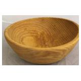 Signed & dated 2005 red oak carved dough bowl