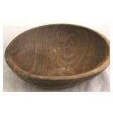 Signed & dated 2014 walnut carved dough bowl