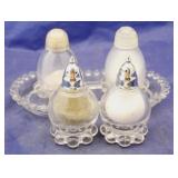 Imperial Candlewick salts, peppers & tray