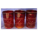 Set of 3 Red Tumblers- 4 1/2" tall
