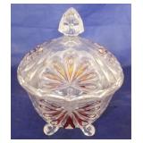 Red flashed crystal candy dish