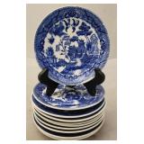 Set of 10 blue & white plates