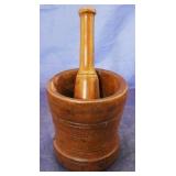 Wooden mortar & pestle