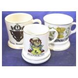 3 Vintage Pharmacist mugs