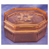 Etched Pink Depression Glass Box