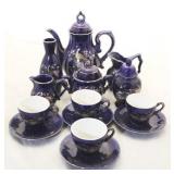 14 Piece blue porcelain tea set