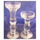 Pair glass candle holders