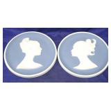 Pair Painted Brass English Wall Plaques