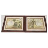 Pair of Framed Map Prints-- 17" X 19"