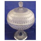 Pressed glass covered candy dish