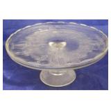 Harp pressed glass cake stand