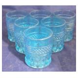 6 Vintage blue liquor glasses