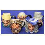 5 Franlkin Mint Toby Mugs