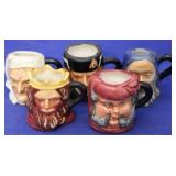 5pc Franklin Mint Toby Mugs