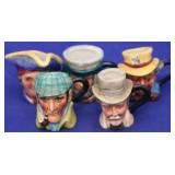 5pc Franklin Mint Toby Mugs