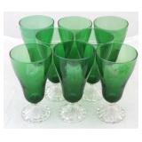 Set of 8 Green/Clear Large Tetley Tea Glasses