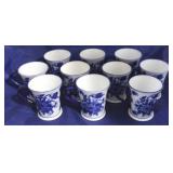 10 Blue & white mugs