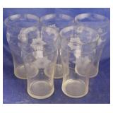 Set of 5 etched tumblers