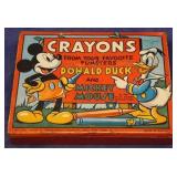 Mickey Mouse/ Donald Duck Metal Crayon Tin