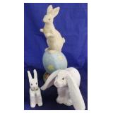 3 Rabbit figurines