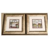 Pair framed prints
