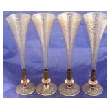4 Handpainted champagne flutes