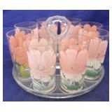 Set of 8 Tumblers with glass Underplate