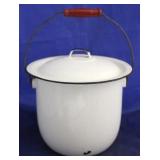 Vintage enamel slop bucket with lid