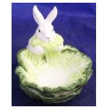 Dept 56 Majolica bunny dish