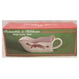 Poinsettia & Ribbons gravy boat in box