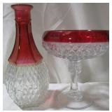 2 Pc Cranberry Flashed Crown Point