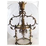 Metal & glass hanging light fixture