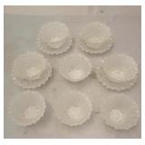 Set of Satin Glass Sm Bowls & Saucers