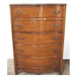 French bow front 5 drawer chest