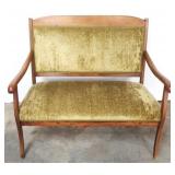 Vintage green velvet upholstered settee