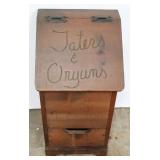 Taters & Onyuns lift top wood bin