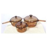 3 Corning visions covered pots