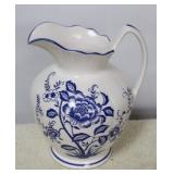 Blue/White Pitcher - 9" tall