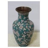 Brass Cloisonne Vase - 8 1/2" tall