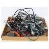 Tray Lot of Electrical Cords & Xmas Lights