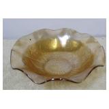 Iris & Herringbone Carnival Glass Bowl
