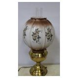 Brass Base Gone with the Wind Lamp - 21" tall