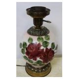 Vintage Hand Painted Glass Lamp Base