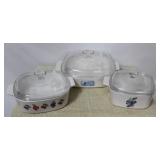 Lot of 3 Corning Cookware Items w/ Lids