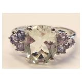 Green Amethyst & Tanzanite Sterling Silver Ring